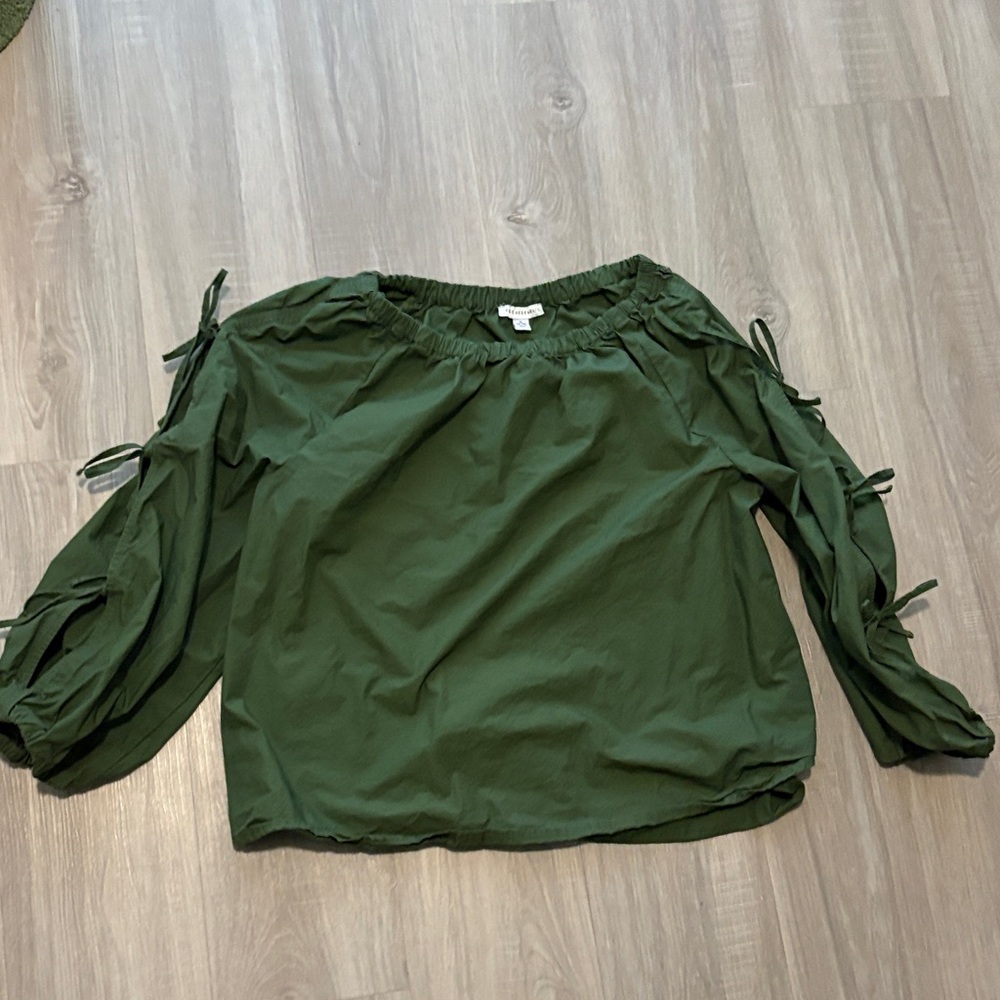 Olive Tie-Sleeve Blouse